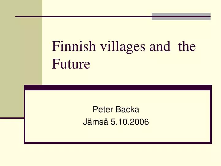 finnish villages and the future