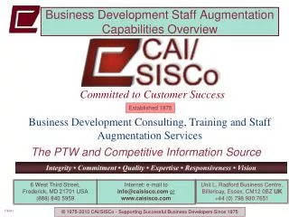 Business Development Staff Augmentation Capabilities Overview