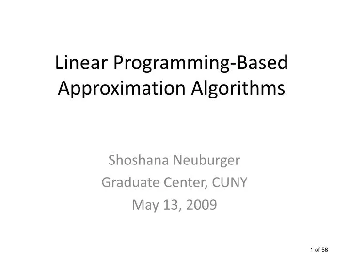linear programming based approximation algorithms
