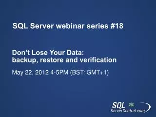 SQL Server webinar series #18