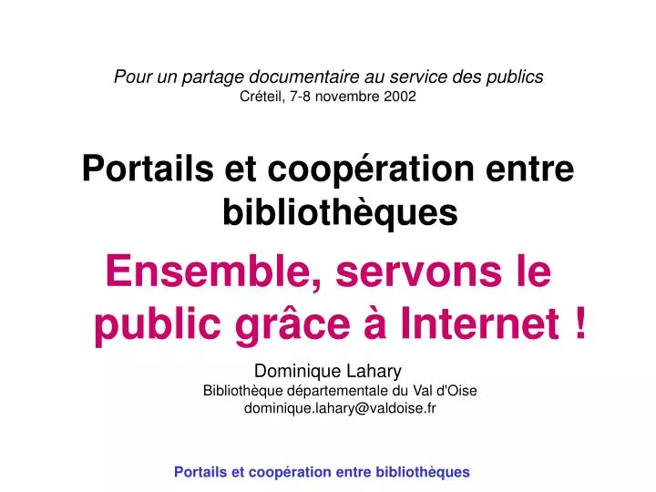 pour un partage documentaire au service des publics cr teil 7 8 novembre 2002