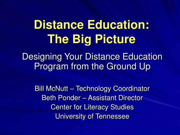 distance education the big picture