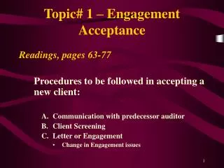 Topic# 1 – Engagement Acceptance
