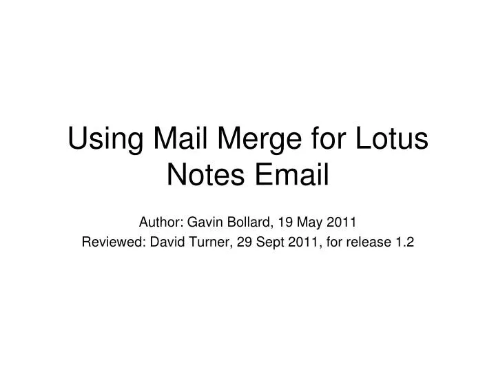using mail merge for lotus notes email