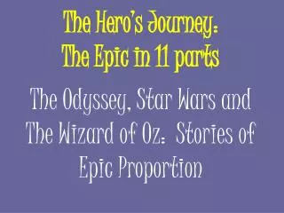 The Hero’s Journey: The Epic in 11 parts