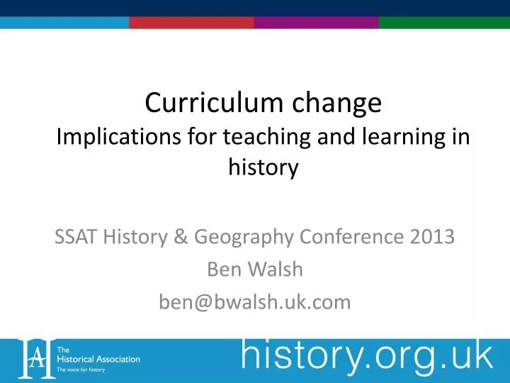 curriculum change implications for teaching and learning in history