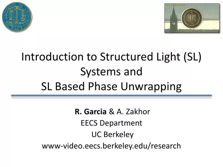 introduction to structured light sl systems and sl based phase unwrapping
