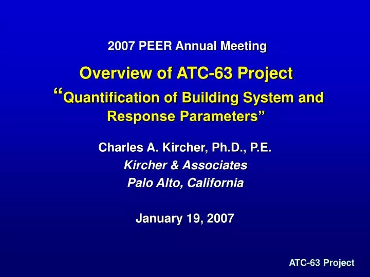 overview of atc 63 project quantification of building system and response parameters