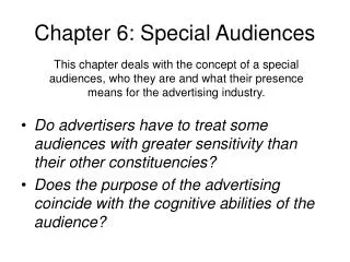 Chapter 6: Special Audiences