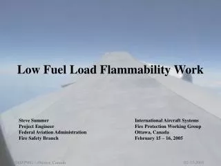 Low Fuel Load Flammability Work
