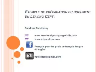 exemple de pr paration du document du leaving cert