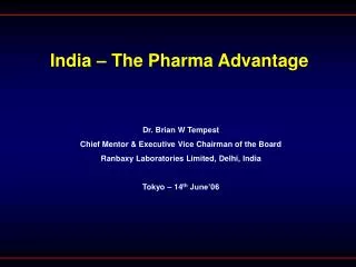 India – The Pharma Advantage