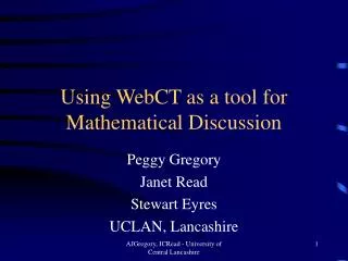 Using WebCT as a tool for Mathematical Discussion