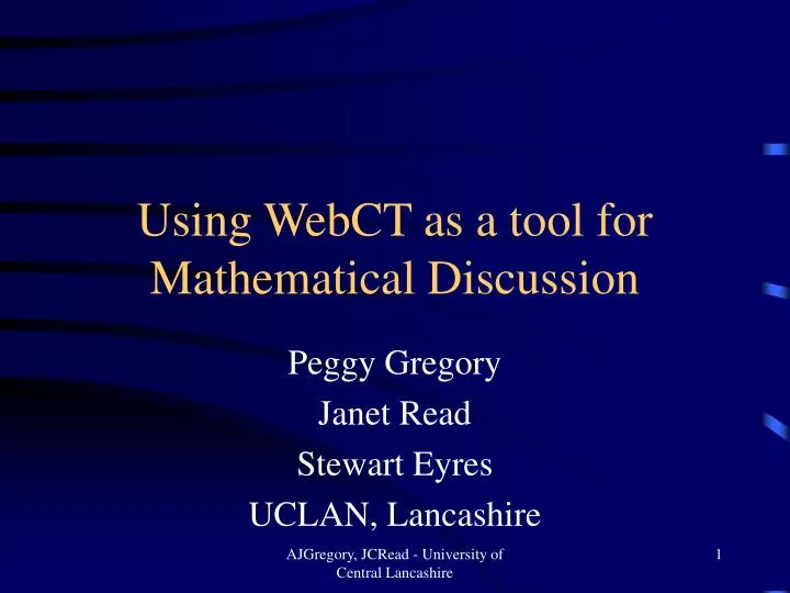 using webct as a tool for mathematical discussion