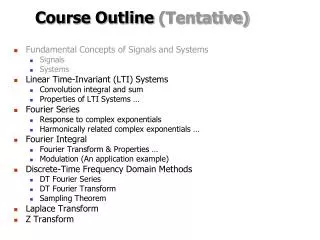Course Outline (Tentative)