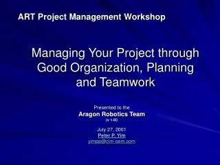 ART Project Management Workshop