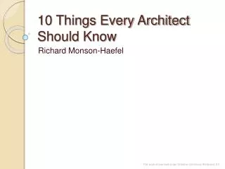 10 Things Every Architect Should Know
