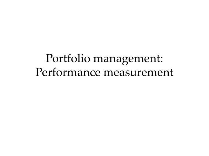 portfolio management performance measurement