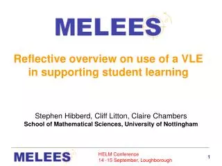 Reflective overview on use of a VLE in supporting student learning