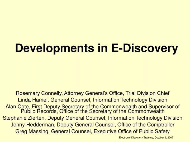 developments in e discovery