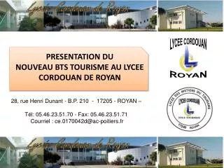 PRESENTATION DU NOUVEAU BTS TOURISME AU LYCEE CORDOUAN DE ROYAN