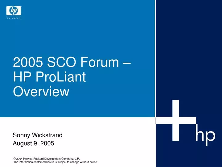 2005 sco forum hp proliant overview