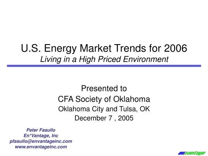 u s energy market trends for 2006 living in a high priced environment