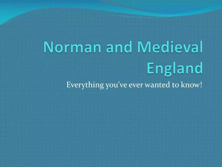 norman and medieval england