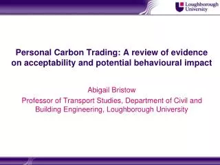 Personal Carbon Trading: A review of evidence on acceptability and potential behavioural impact