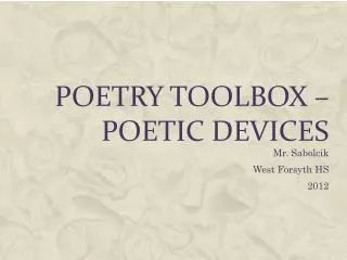Poetry Toolbox – poetic devices