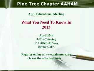 Pine Tree Chapter AAHAM