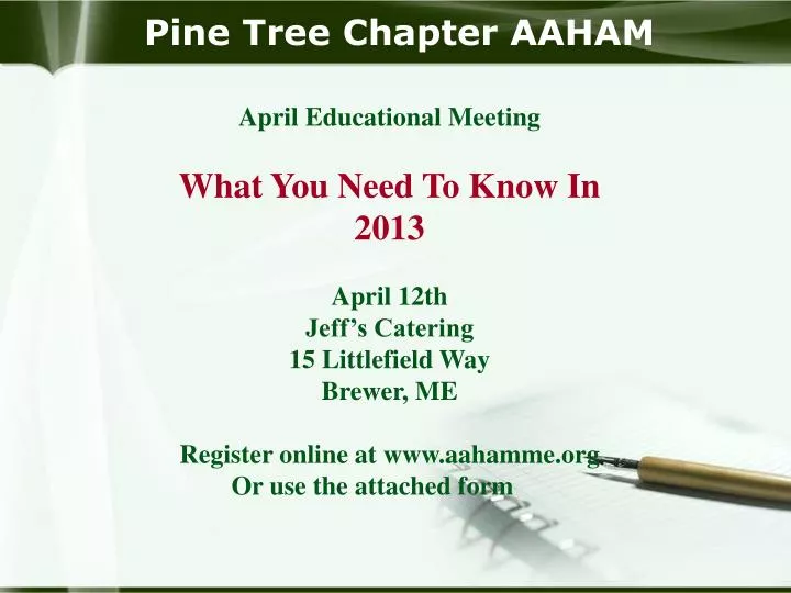 pine tree chapter aaham