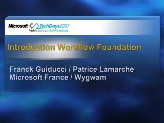 Introduction Workflow Foundation