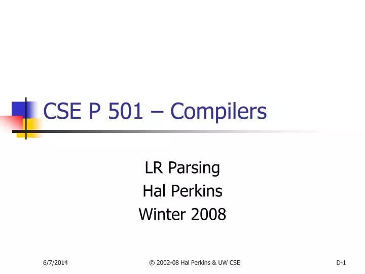 cse p 501 compilers