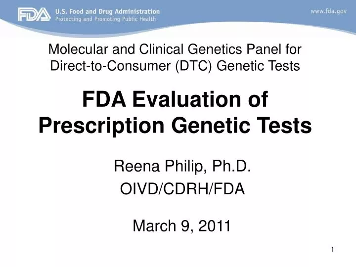 fda evaluation of prescription genetic tests