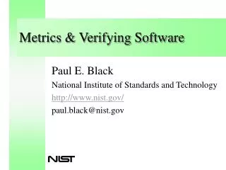Metrics &amp; Verifying Software