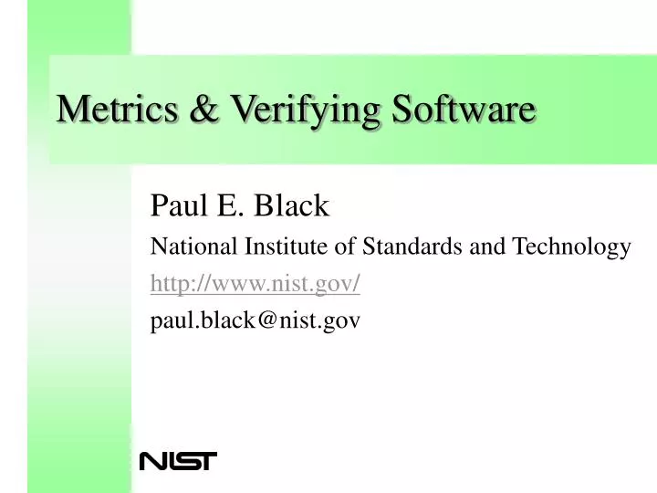metrics verifying software