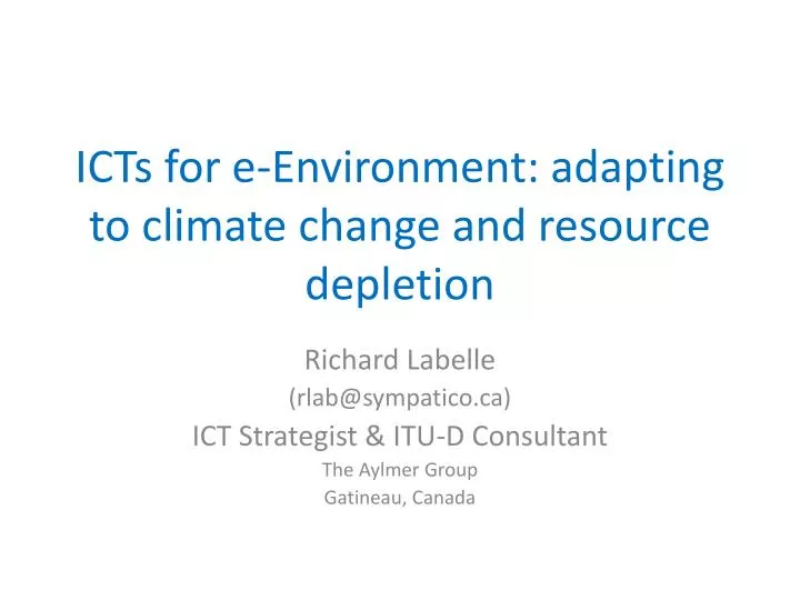 icts for e environment adapting to climate change and resource depletion