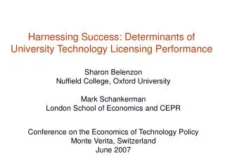 Harnessing Success: Determinants of University Technology Licensing Performance