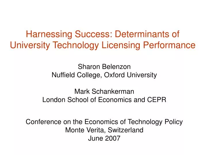 harnessing success determinants of university technology licensing performance