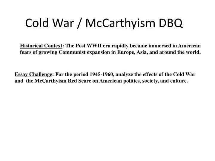 cold war mccarthyism dbq
