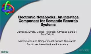 Electronic Notebooks: An Interface Component for Semantic Records Systems