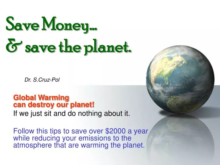 save money save the planet