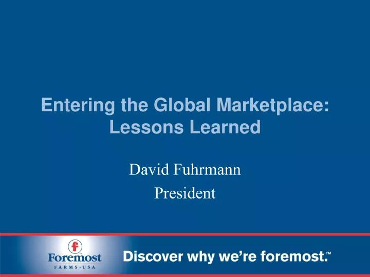 entering the global marketplace lessons learned
