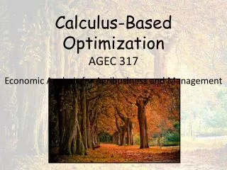 Calculus-Based Optimization AGEC 317 Economic Analysis for Agribusiness and Management