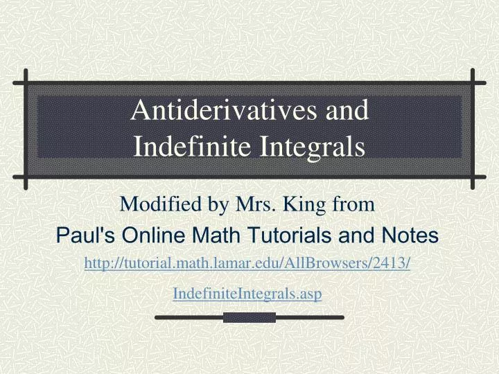 antiderivatives and indefinite integrals