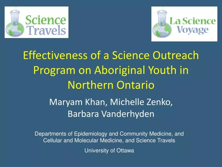 effectiveness of a science outreach program on aboriginal youth in northern ontario