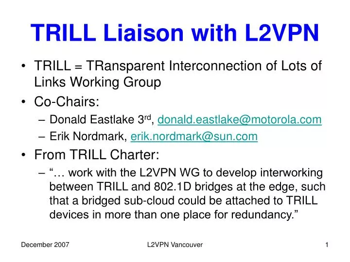 trill liaison with l2vpn