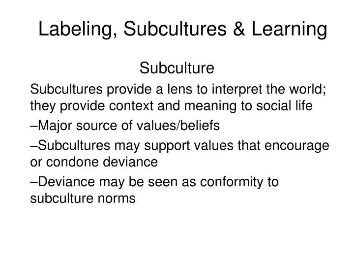 labeling subcultures learning