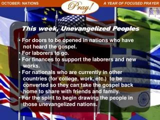 This week, Unevangelized Peoples